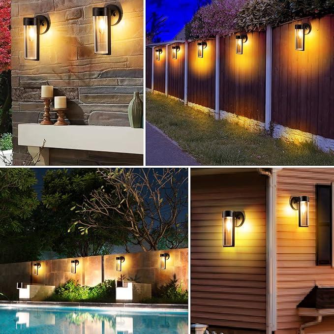 Lisslune | Solar Wall Lights Solar-powered Deck Lights, Automatic On/Off Waterproof Solar Outdoor Lights Wall-mounted Solar Decorative Lights for Wall Fence Patio Posts Garden Veranda