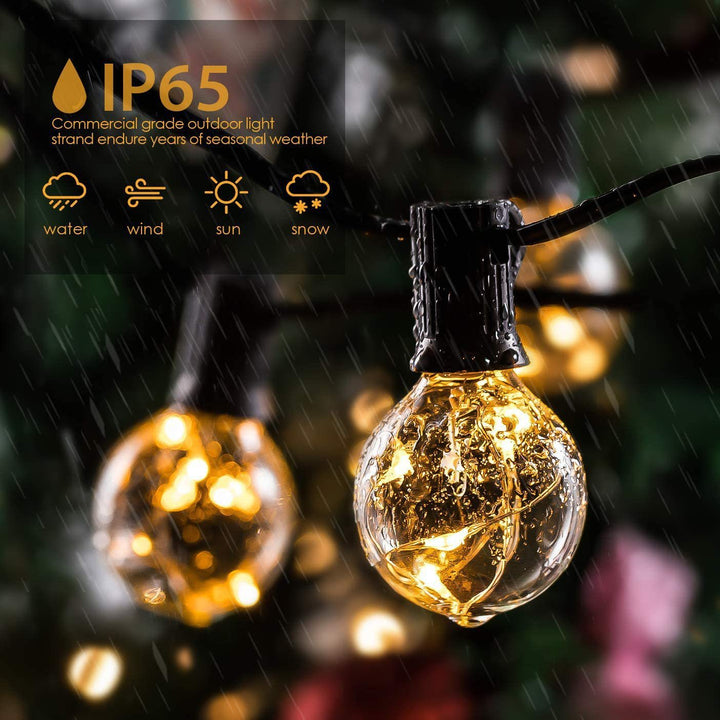Lisslune | LED Outdoor String Lights 35 FT G40 Patio String Lights Linkable Dimmable Waterproof Decorative Lighting with Remote Control for Garden Wedding Party Decorations