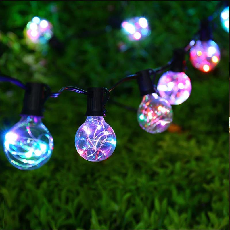 Lisslune | LED Outdoor String Lights 35 FT G40 Patio String Lights Linkable Dimmable Waterproof Decorative Lighting with Remote Control for Garden Wedding Party Decorations
