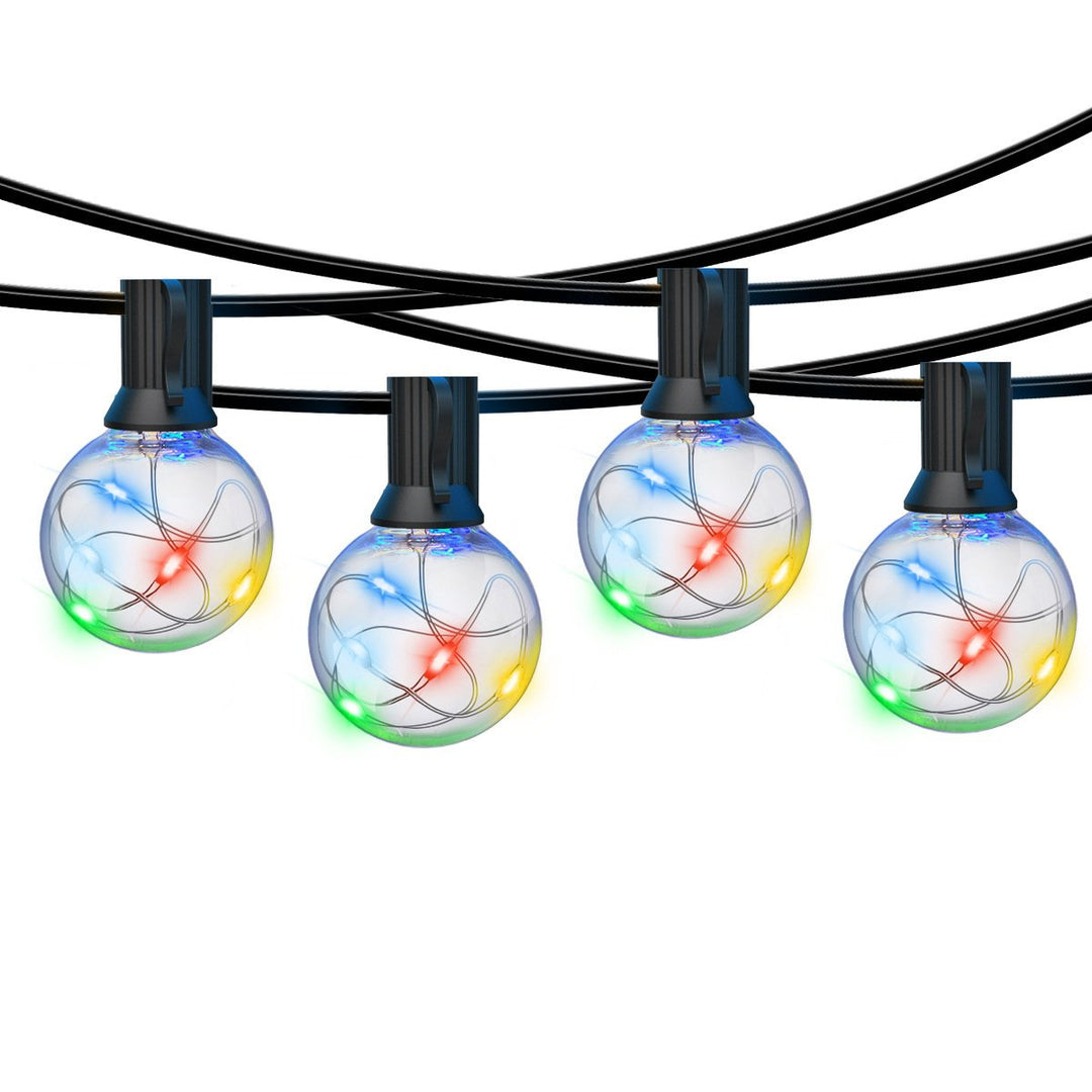 Lisslune | LED Outdoor String Lights 35 FT G40 Patio String Lights Linkable Dimmable Waterproof Decorative Lighting with Remote Control for Garden Wedding Party Decorations