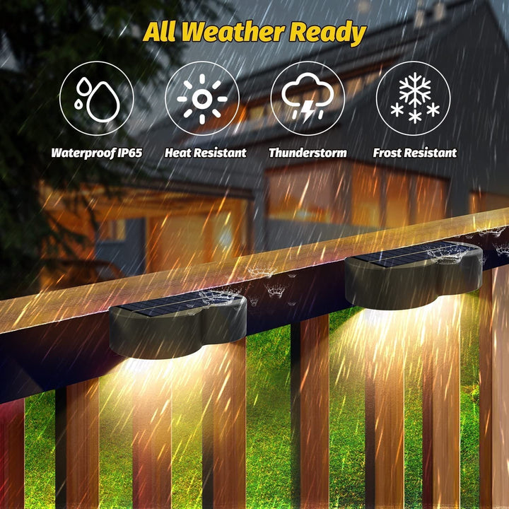 Lisslune | Solar fence lights outdoor wall lights Waterproof IP65, Warm white & RGB 8 specific fixed colors for fence wall step deck patio