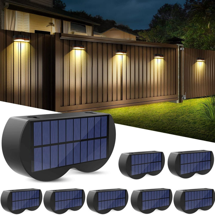 Lisslune | Solar fence lights outdoor wall lights Waterproof IP65, Warm white & RGB 8 specific fixed colors for fence wall step deck patio