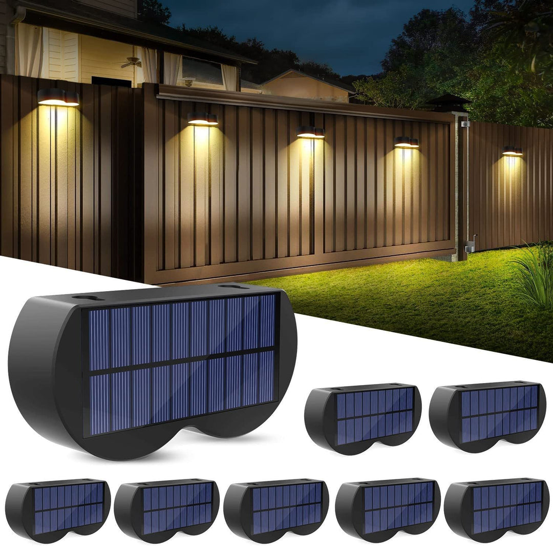 Lisslune | Solar fence lights outdoor wall lights Waterproof IP65, Warm white & RGB 8 specific fixed colors for fence wall step deck patio