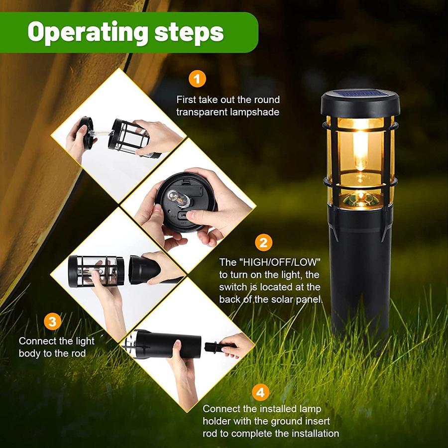 Lisslune | Solar path lights, solar outdoor lights up to 14 hrs. Outdoor waterproof, IP65 waterproof solar garden lights for paths walkways