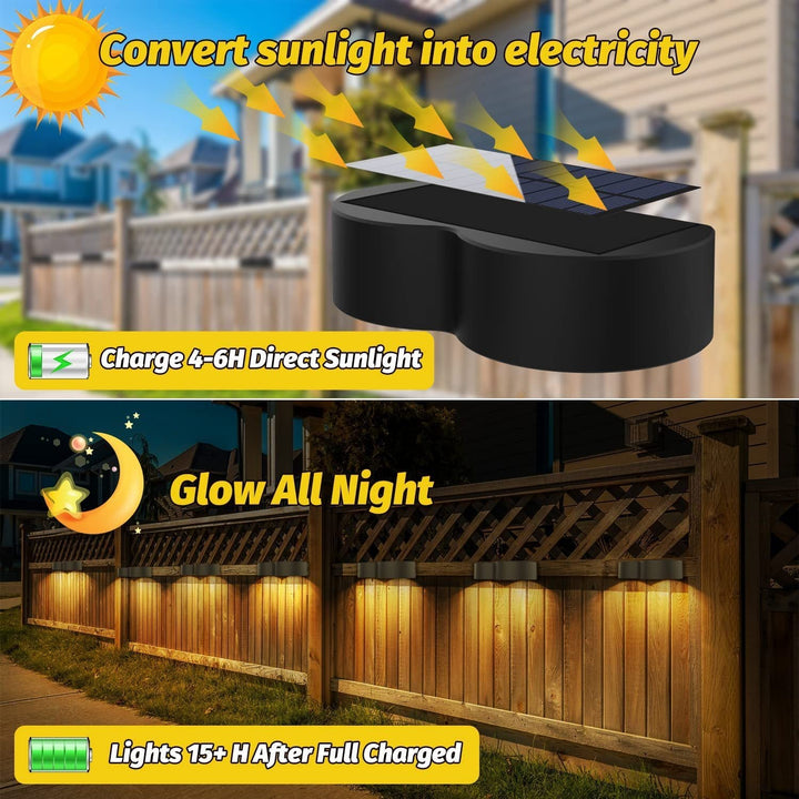 Lisslune | Solar fence lights outdoor wall lights Waterproof IP65, Warm white & RGB 8 specific fixed colors for fence wall step deck patio