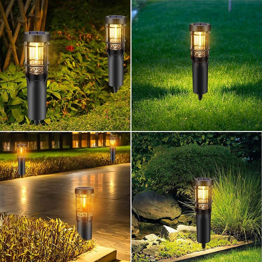 Lisslune | Solar path lights, solar outdoor lights up to 14 hrs. Outdoor waterproof, IP65 waterproof solar garden lights for paths walkways