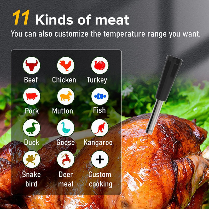 Lisslune | Wireless Meat Thermometer – Perfect Steaks, BBQ, Fish, or Turkey Made Easy