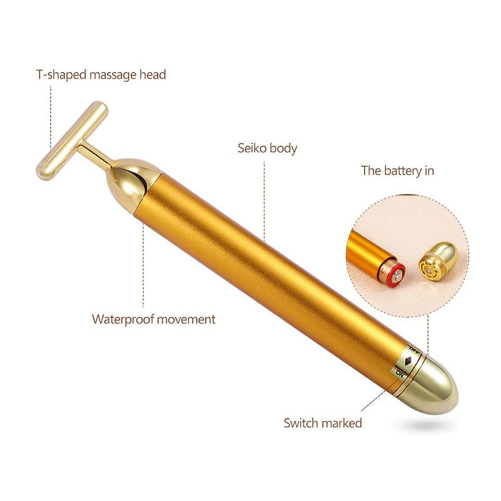 Lisslune | Energy 24K Gold T Beauty Bar Facial Roller Massager