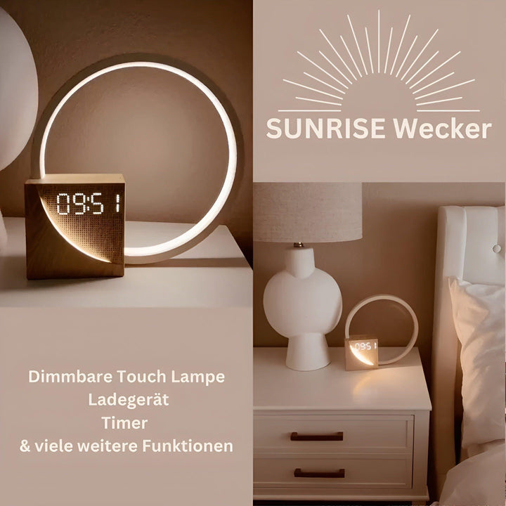 Lisslune | Smart Snooze – Sunrise Simulation Alarm Clock with Dimmable Touch Lamp & Soothing Sounds