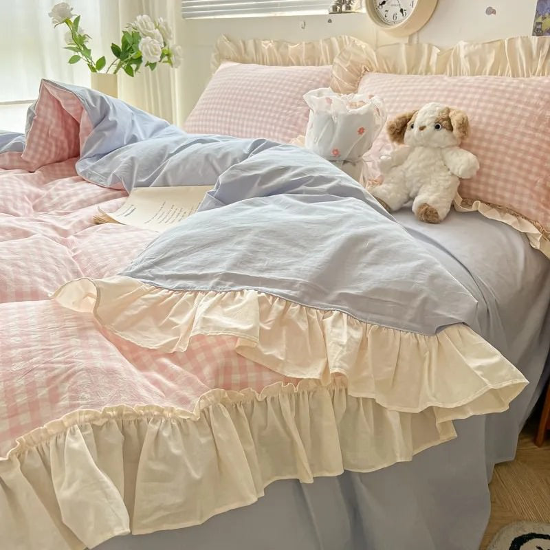 Rynx | Kawaii Pastel Check Ruffle Decor Set