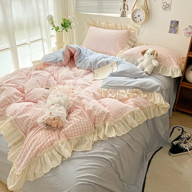Rynx | Kawaii Pastel Check Ruffle Decor Set