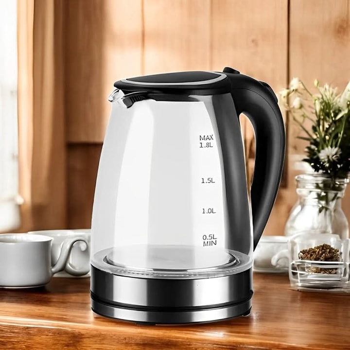 Lisslune | 1.8L Electric Glass Kettle with Blue LED Light