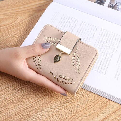 Lisslune | GoldenLeaf PU Leather Wallet with Leaf Charm Design