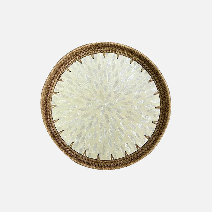 Lisslune | Lotus Leaf Rattan & Shell Fruit Bowl Tray