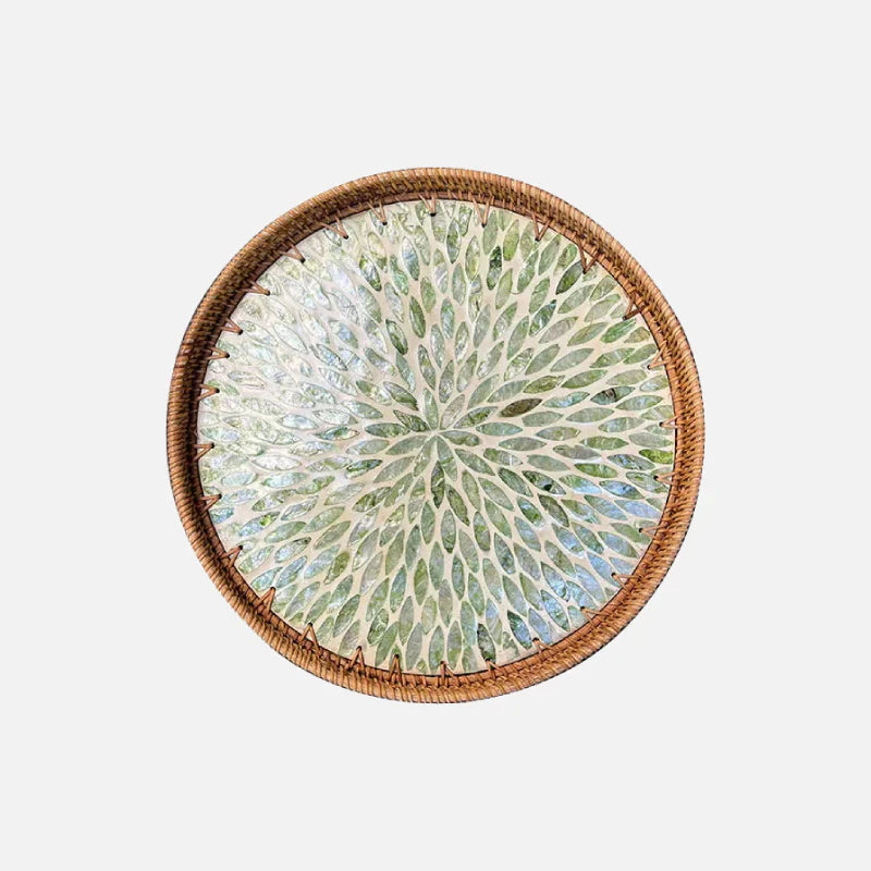 Lisslune | Lotus Leaf Rattan & Shell Fruit Bowl Tray