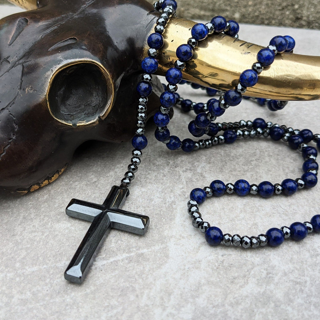 Lisslune | Orion Spiritual Necklace with Tiger Eye & Lapis Lazuli – Men's Rosary