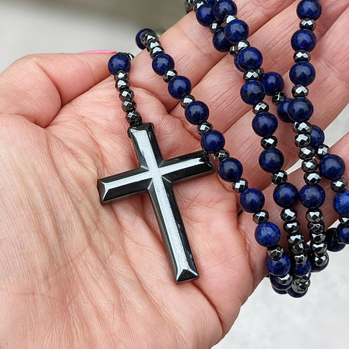 Lisslune | Orion Spiritual Necklace with Tiger Eye & Lapis Lazuli – Men's Rosary