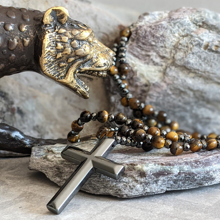 Lisslune | Orion Spiritual Necklace with Tiger Eye & Lapis Lazuli – Men's Rosary