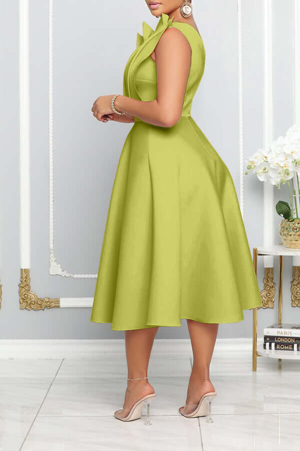 Lisslune | One Shoulder Midi Kleid Elegante A-Linie Passform Skulpturierte Details Festliche Kleidung