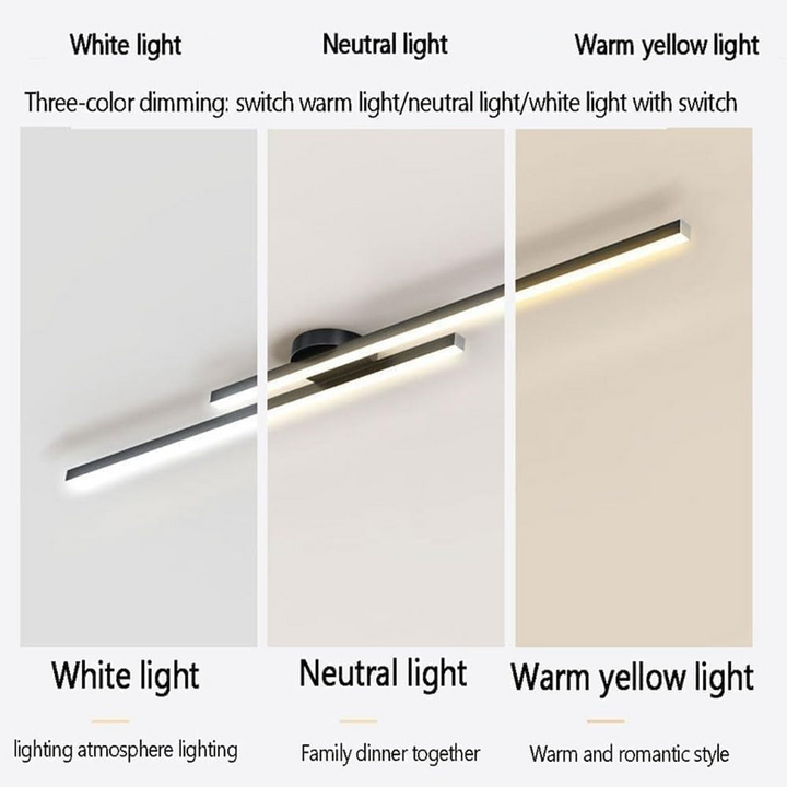 Lisslune | Modern Aluminium Semi Flush Mount LED Ceiling Light | Minimalist Design for Living Room. Bedroom & Hallway