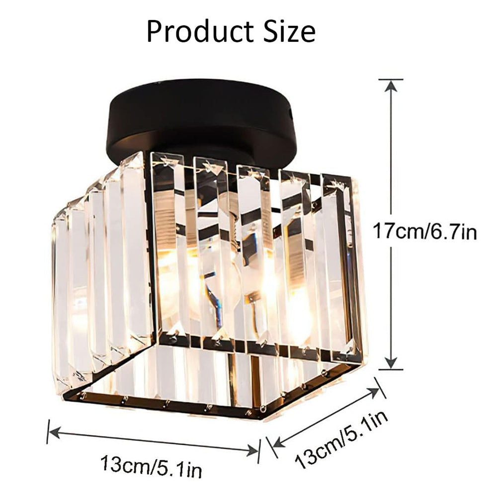 Lisslune | Modern 1-Light Flush Mount Ceiling Light | Black Brass Fixture with Crystal Shade for Hallway & Living Room