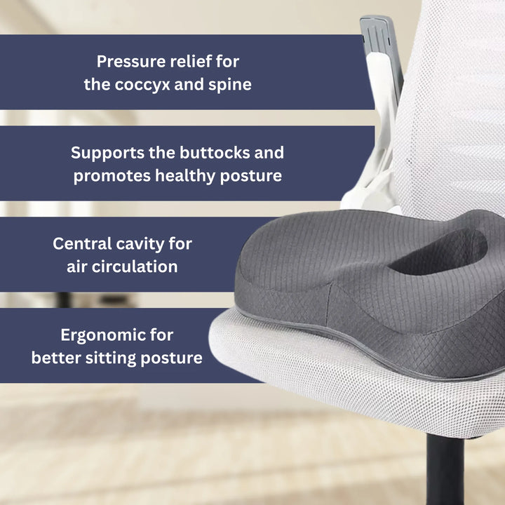 Lisslune | Orthopedic Seat Cushion | Ergonomic Design for Back Pain Relief & Comfort at Home or Office