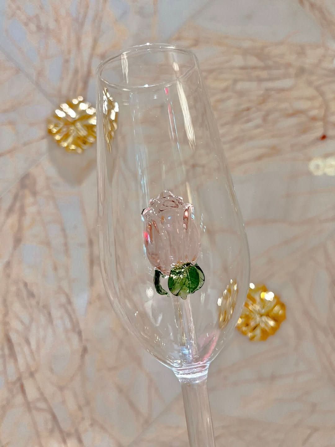Lisslune | La Vie En Rose | Champagne Glass - Handmade
