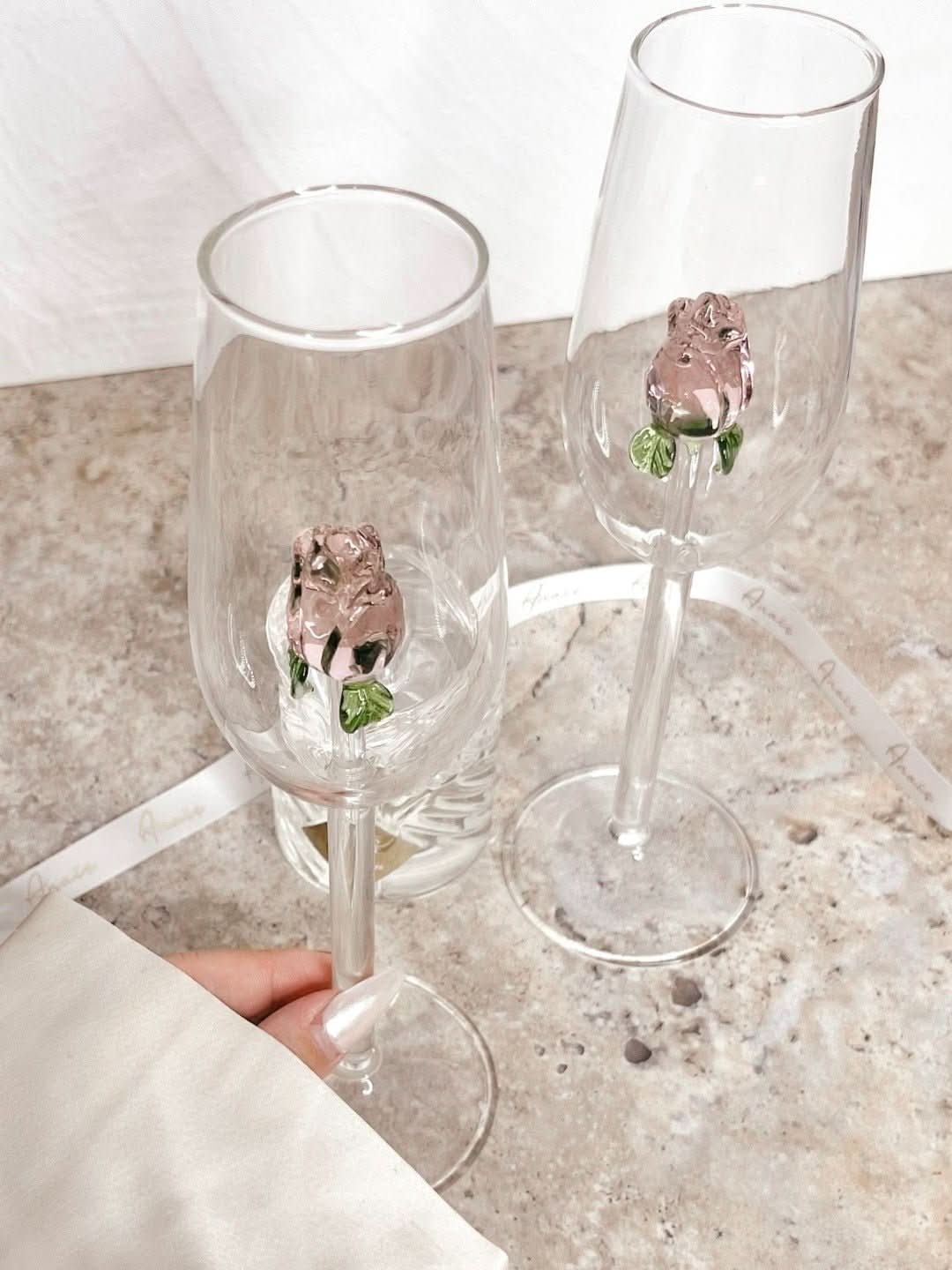 Lisslune | La Vie En Rose | Champagne Glass - Handmade