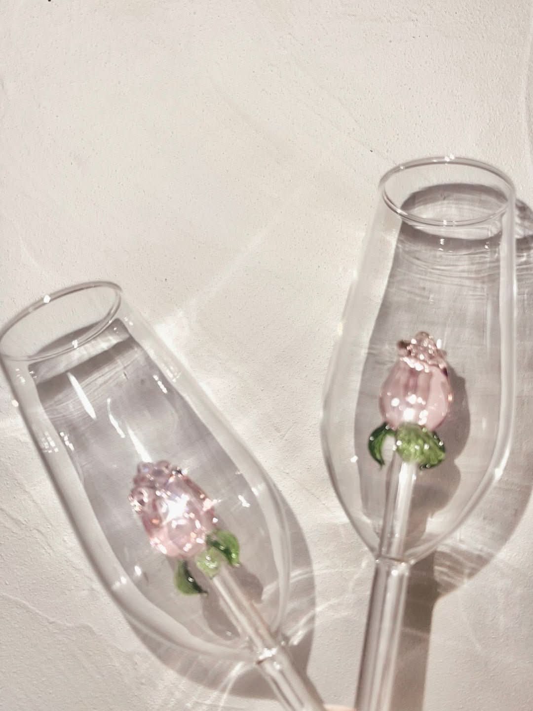 Lisslune | La Vie En Rose | Champagne Glass - Handmade