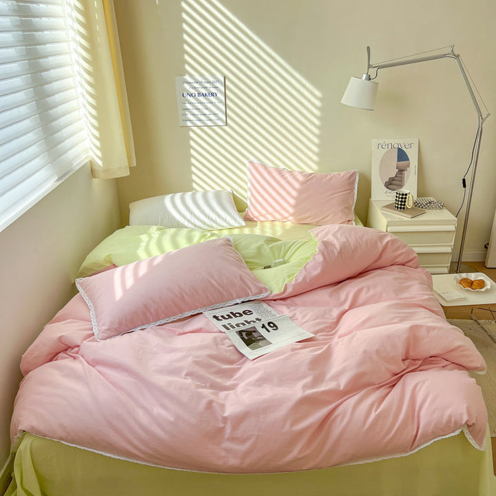 Rynx Pastel Lace Edge Bedding Set