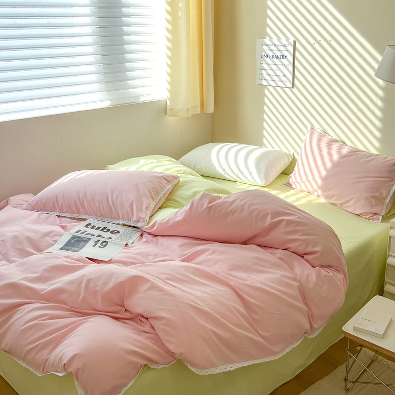 Rynx Pastel Lace Edge Bedding Set