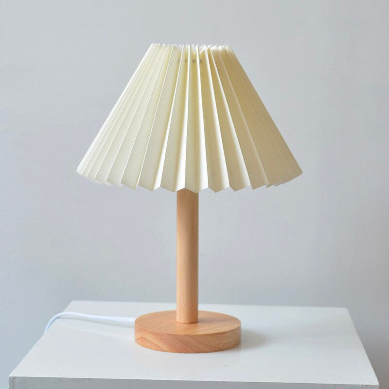 Lisslune | Wood bedside lamp with folded shade