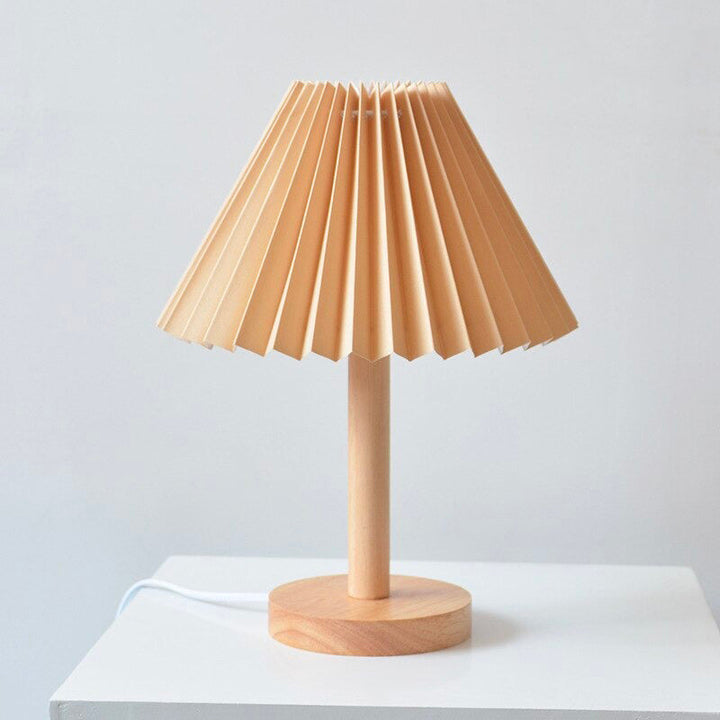 Lisslune | Wood bedside lamp with folded shade