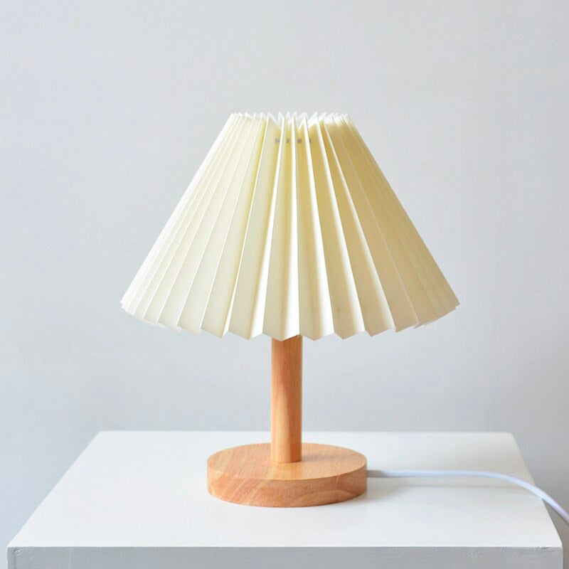 Lisslune | Wood bedside lamp with folded shade