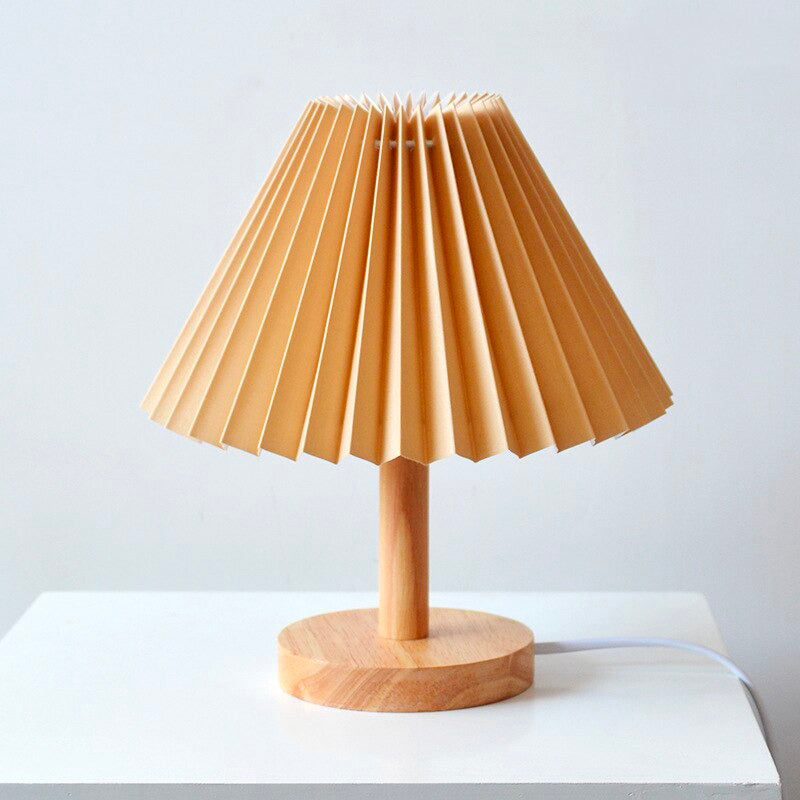 Lisslune | Wood bedside lamp with folded shade