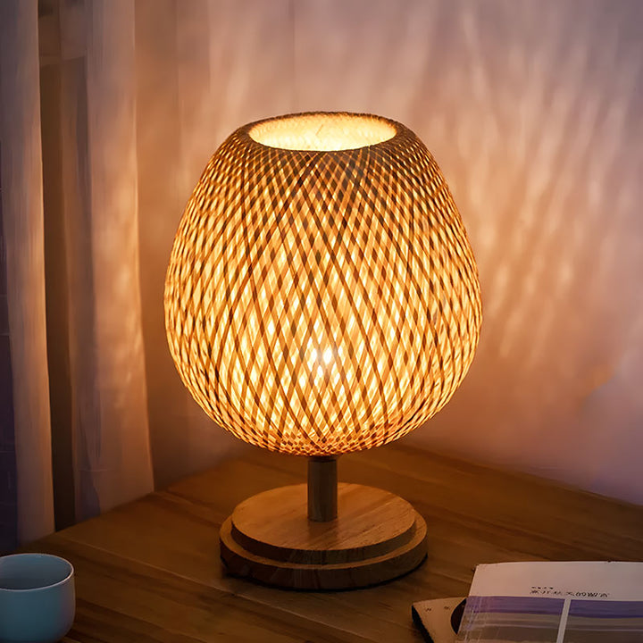 Lisslune | Handmade Bed Lamp made of Rattan and Wood