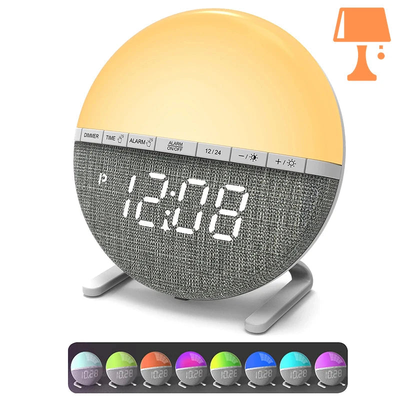 Lisslune | RiseGlow - Sunrise Alarm Clock with Gentle Wake Function and Multicolored Light