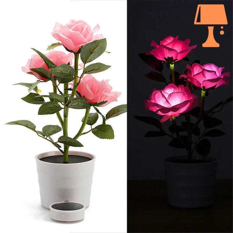 Lisslune | LumiRose – Solar-powered rose plant pot lamp with gentle LED lighting