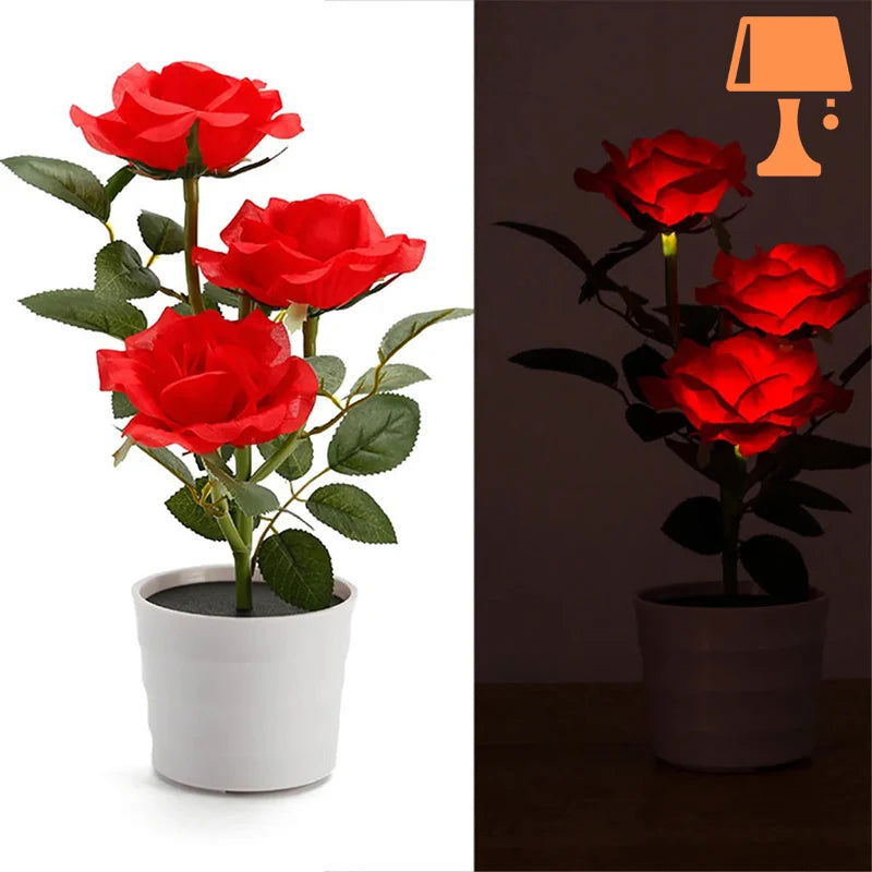 Lisslune | LumiRose – Solar-powered rose plant pot lamp with gentle LED lighting