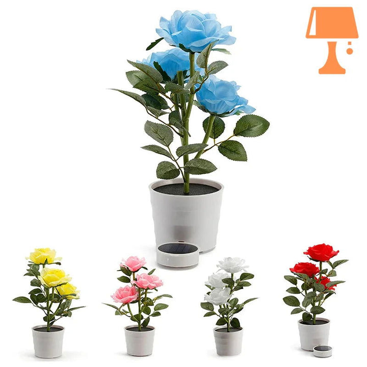 Lisslune | LumiRose – Solar-powered rose plant pot lamp with gentle LED lighting