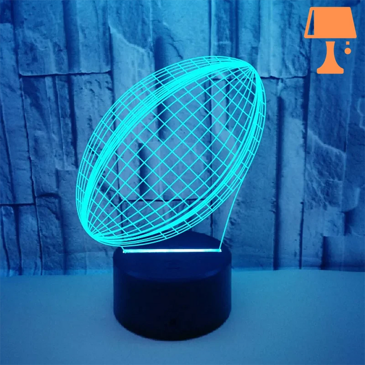 Lisslune | RugbyGlow – Dynamic 3D Illusion Rugby Ball Lamp with Remote Controlled Colors