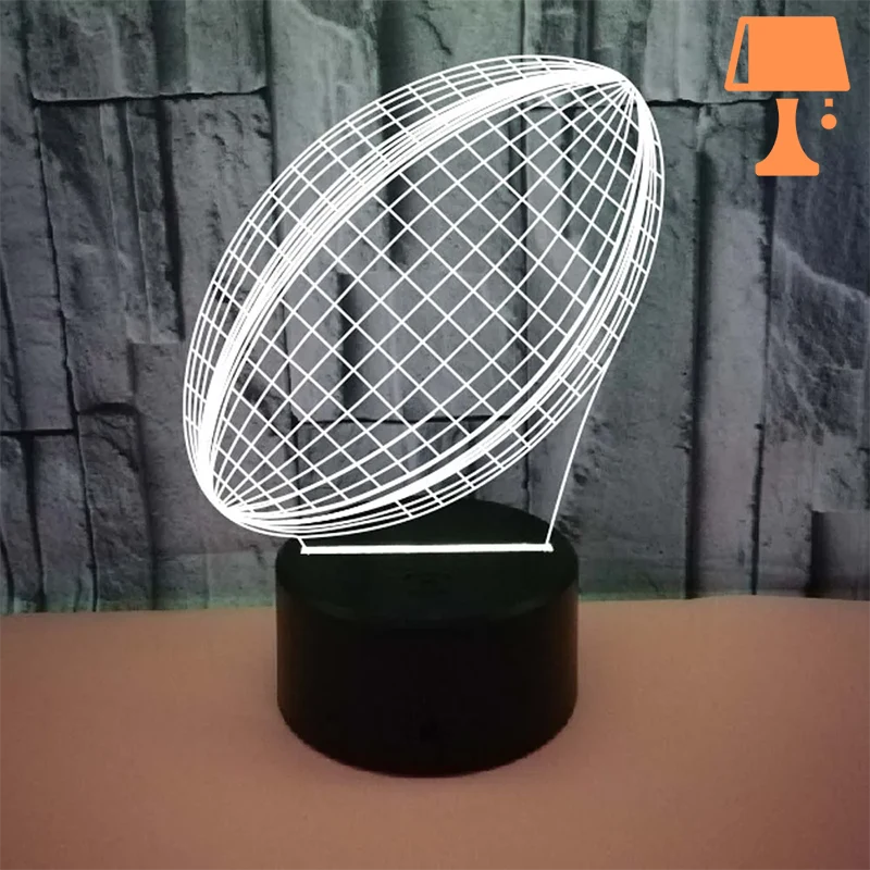 Lisslune | RugbyGlow – Dynamic 3D Illusion Rugby Ball Lamp with Remote Controlled Colors