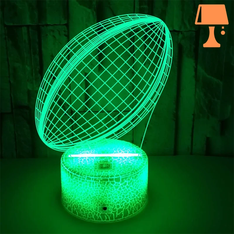 Lisslune | RugbyGlow – Dynamic 3D Illusion Rugby Ball Lamp with Remote Controlled Colors