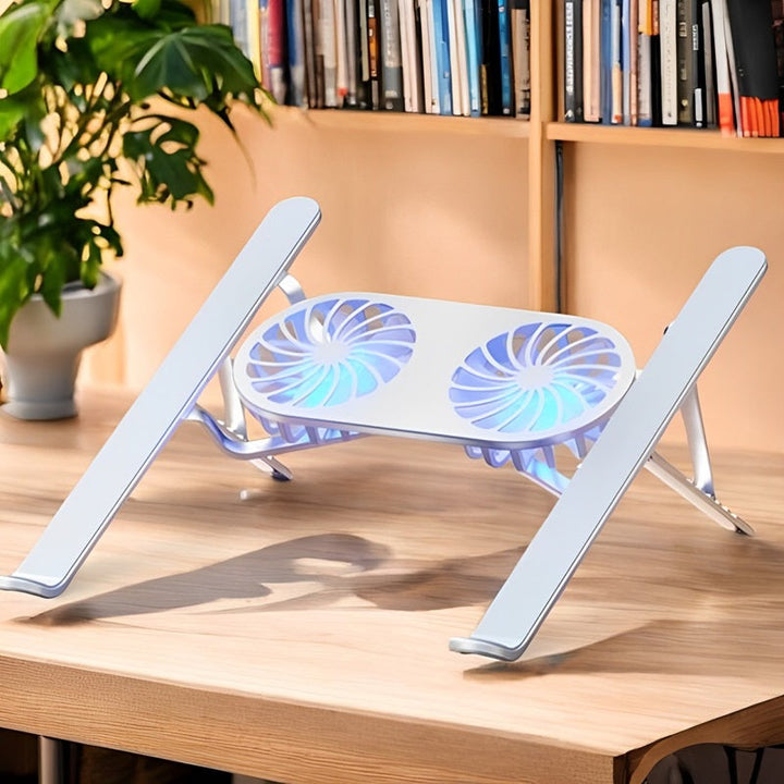 Lisslune | Foldable Laptop Stand with 360° Rotating Cooling Fans and Adjustable Height