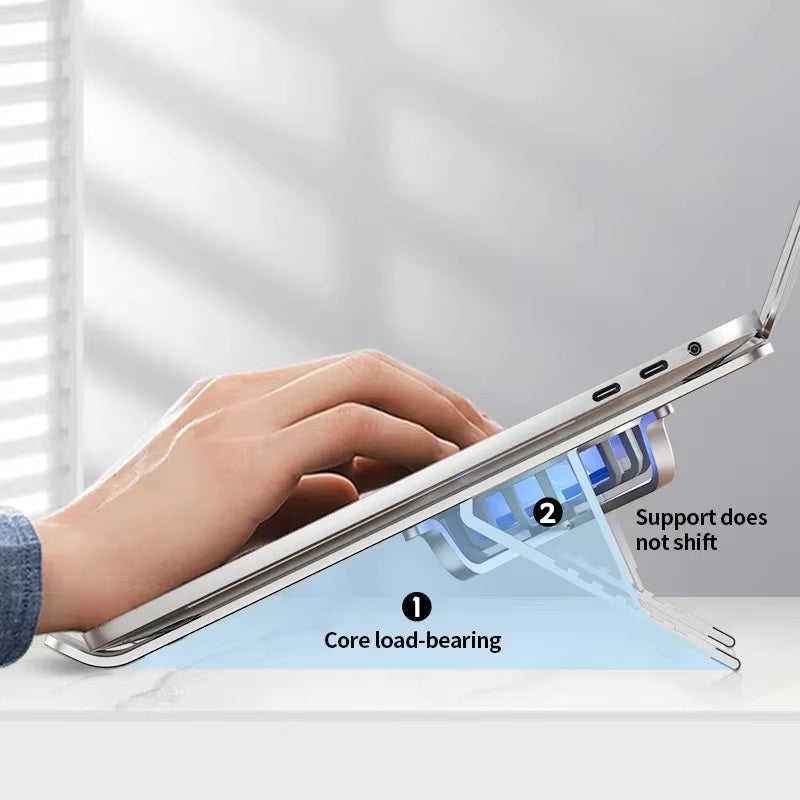 Lisslune | Foldable Laptop Stand with 360° Rotating Cooling Fans and Adjustable Height
