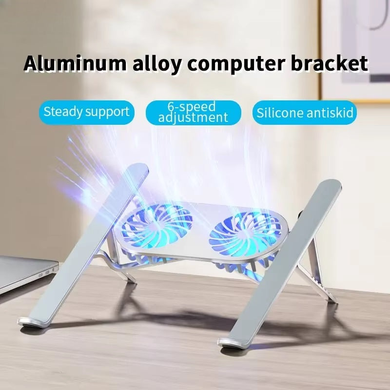 Lisslune | Foldable Laptop Stand with 360° Rotating Cooling Fans and Adjustable Height