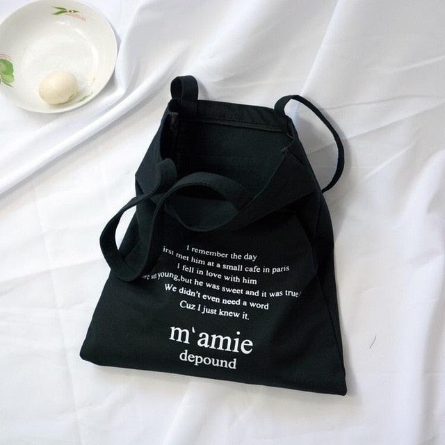 Lisslune | Customizable Elegant Letter Canvas Tote: Your Daily Favorite Accessory