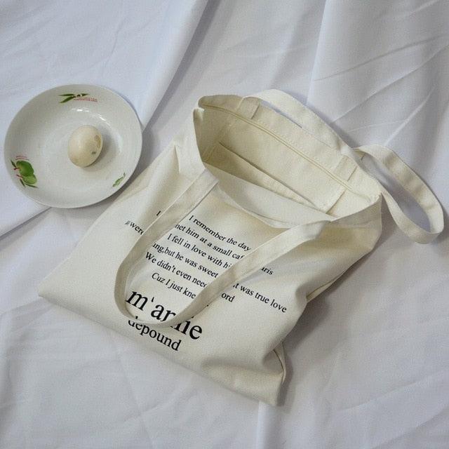 Lisslune | Customizable Elegant Letter Canvas Tote: Your Daily Favorite Accessory