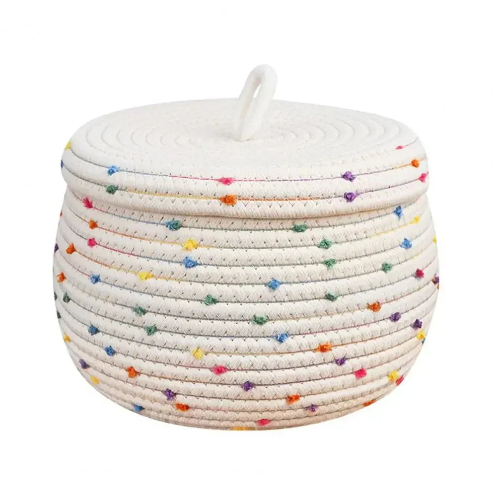 Lisslune | Large storage basket made of cotton rope with lid