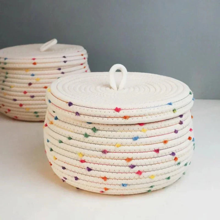 Lisslune | Large storage basket made of cotton rope with lid